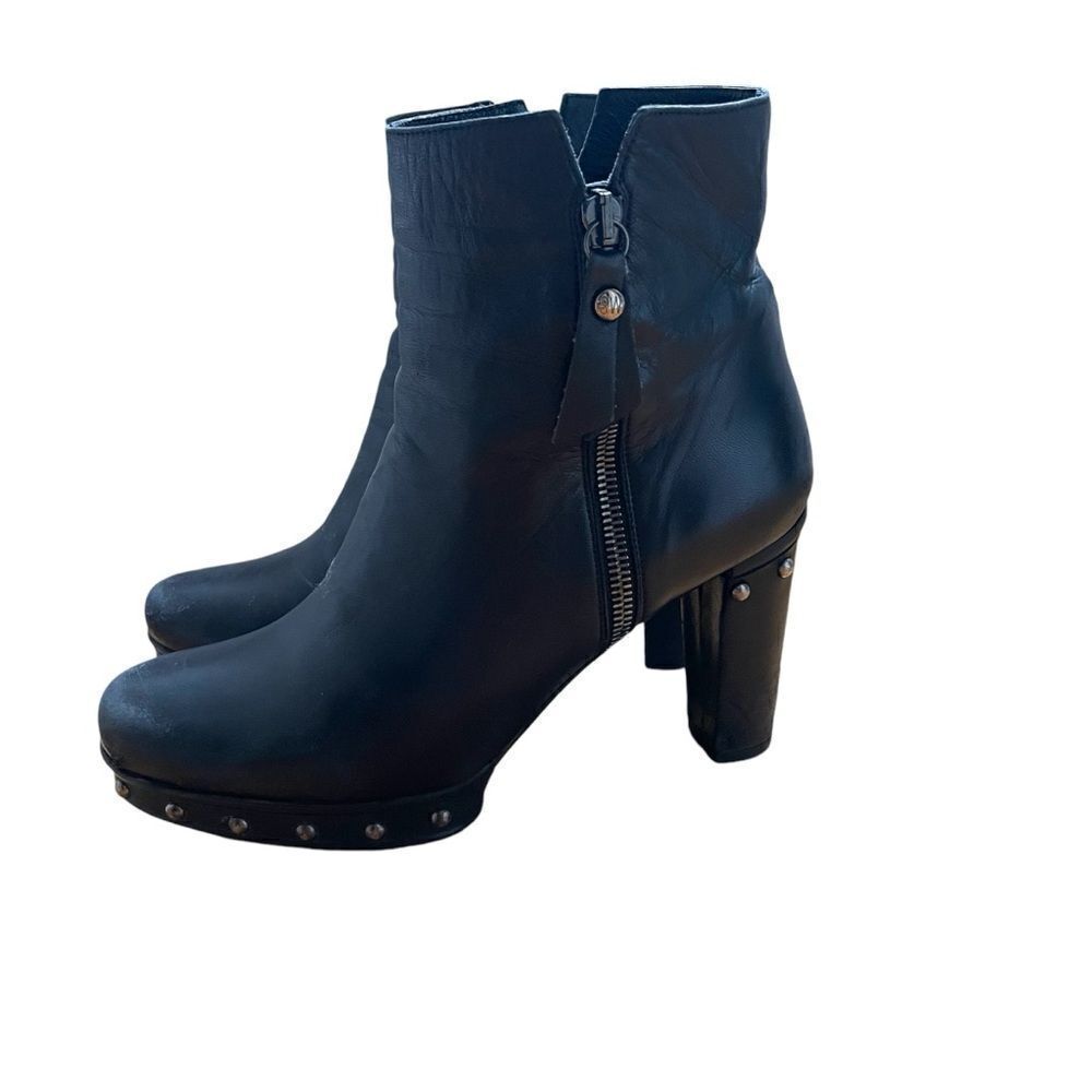 Stewart Weitzman Mid-Rise Studded Black Boots - Picture 3 of 9